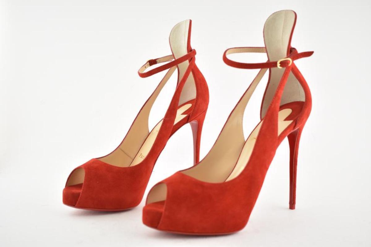 red suede louboutin heels